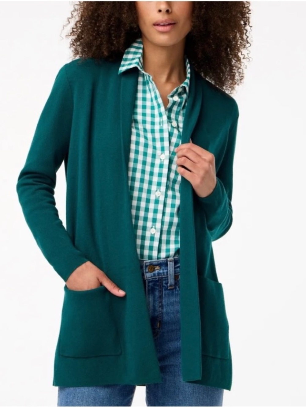 J. Crew Factory Green Chelsea Open-Front Sweater Blazer XS